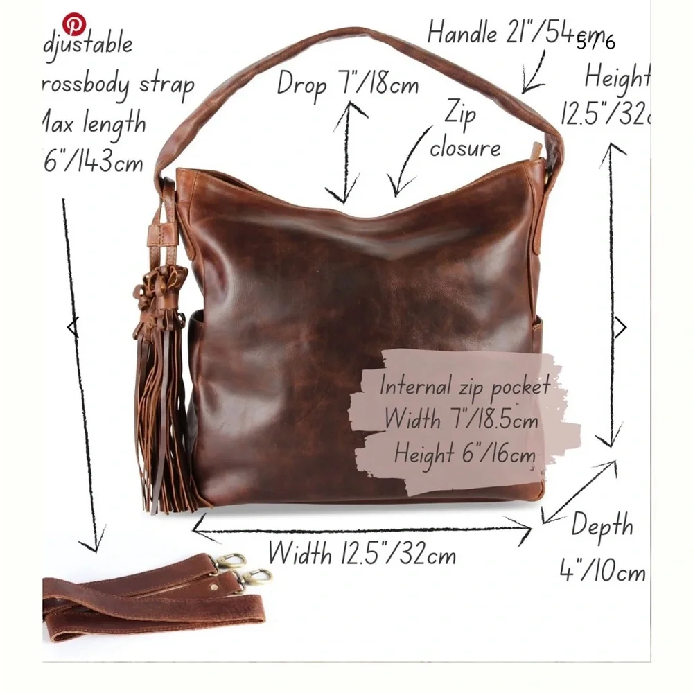 Maddy Leather Tassel Hobo - Picture 5 of 9